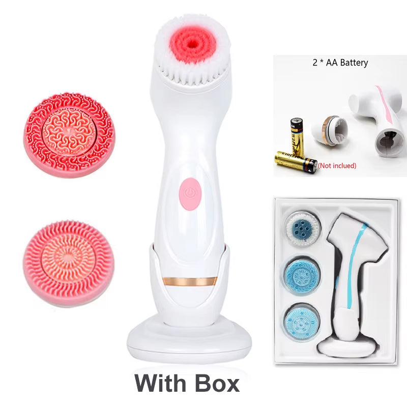 Ultrasonic Cleaner Electric Cleansing Brush 3 in 1 Face Massagers Sonic Rotating Cleansing Brush Galvanic Remove Blackheads Tool